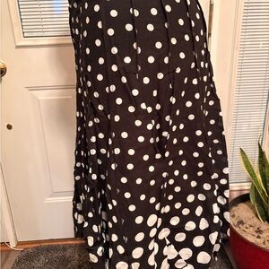 Elegant Black and White Polka Dot Maxi Skirt